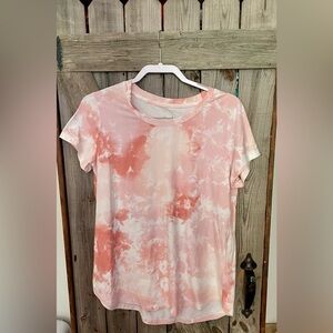 Pink Rose Coral Tie-Dye Short Sleeve Tee